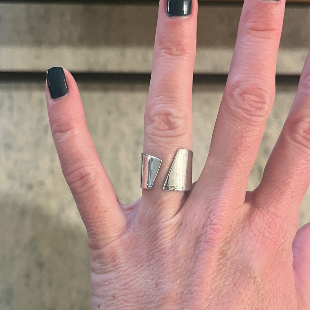 Sterling Silver Geometric Adjustable Ring